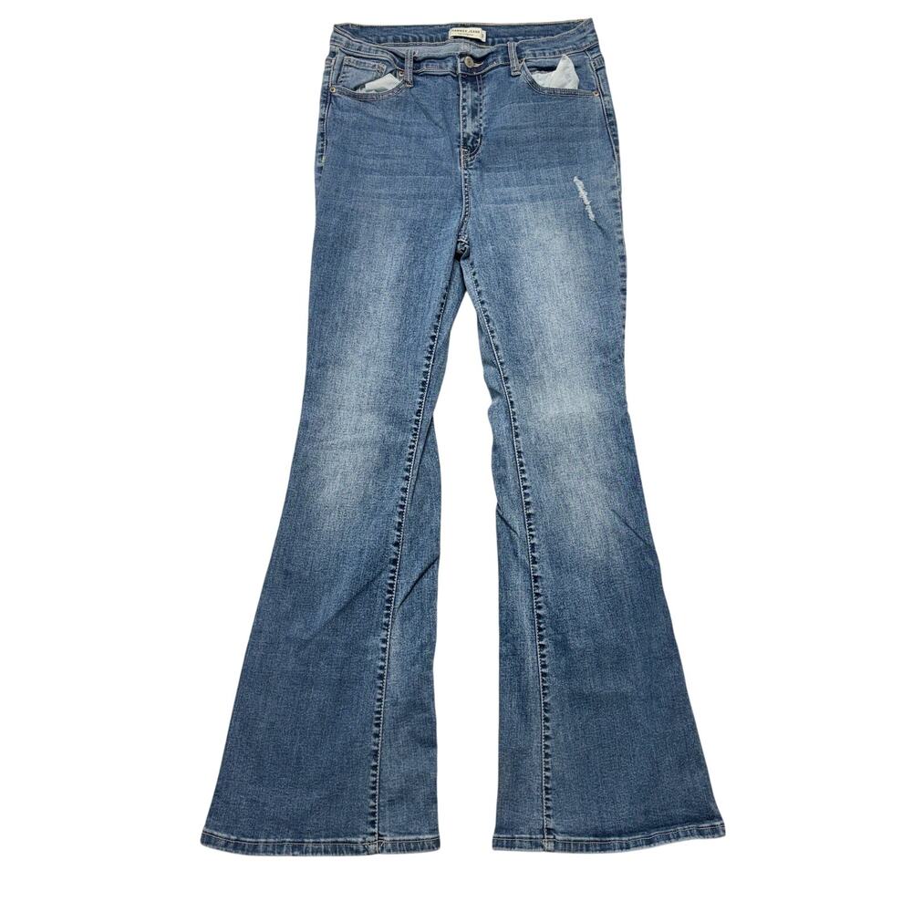 Hammer Jeans 13 Womens Flared Wide Leg Medium Wash High Rise Denim Y805 Casual